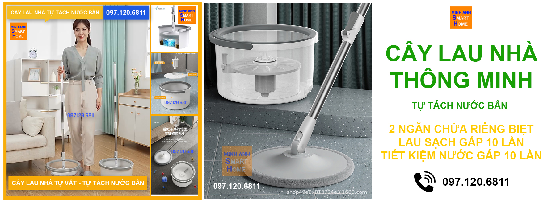 Cây lau nhà thông minh tự tách nước bẩn