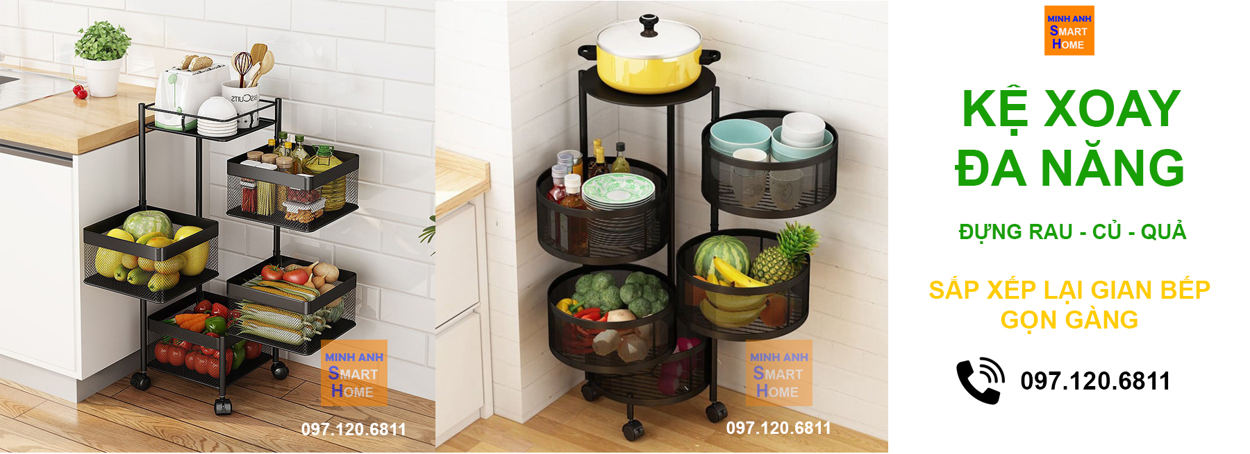 Kệ Xoay Đa Năng Đựng Rau Củ Quả