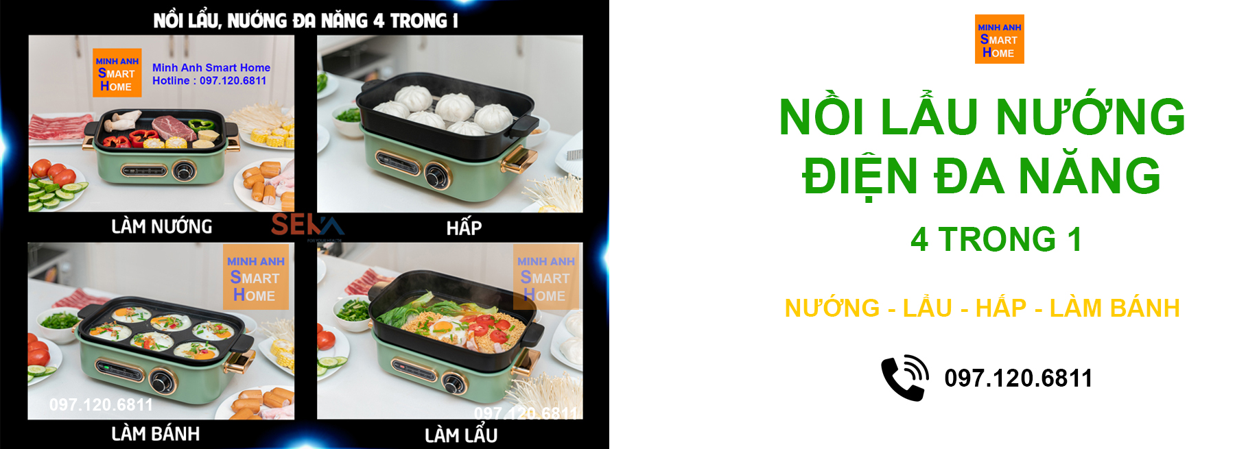 NỒI LẨU NƯỚNG ĐIỆN ĐA NĂNG 4 TRONG 1