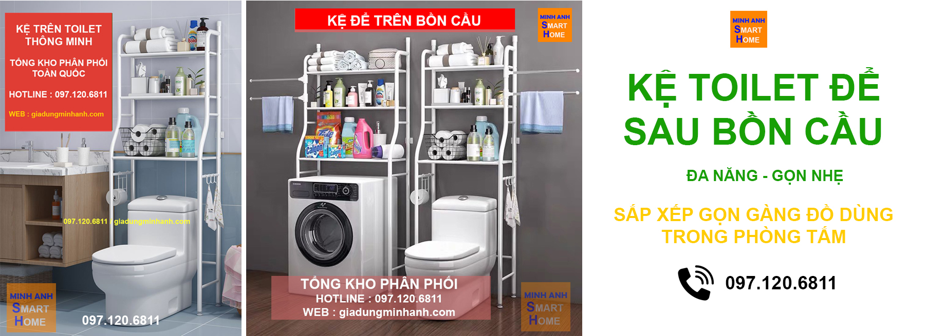 Kệ toilet để sau bồn cầu nhà vệ sinh