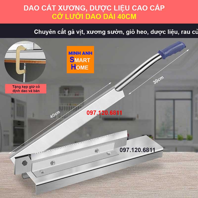 Dao cắt gà vịt, xương, dược liệu đa năng cỡ lưỡi dài 40cm