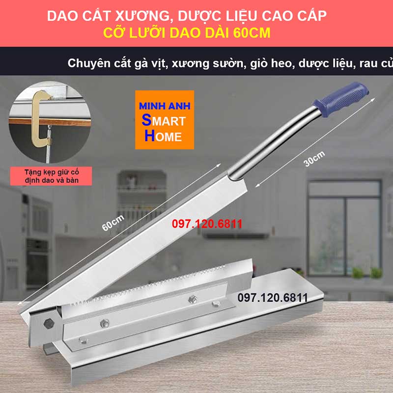 Dao cắt gà vịt, xương, dược liệu đa năng cỡ lưỡi dài 60cm