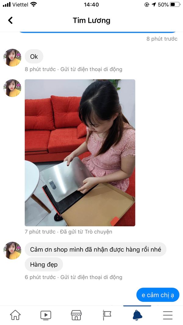 Khách hàng mua thớt inox 304 chị Tim Lương khen hàng đẹp