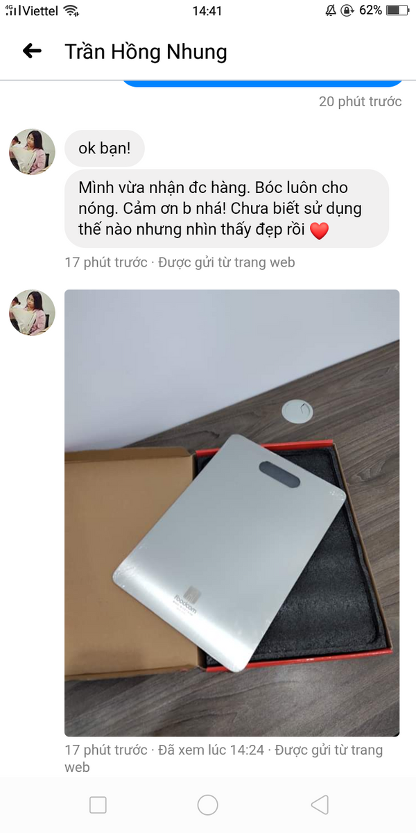 Kh mua thớt inox 304, chị Hồng Nhung - Đà Nẵng khen thớt đẹp, chắc chắn