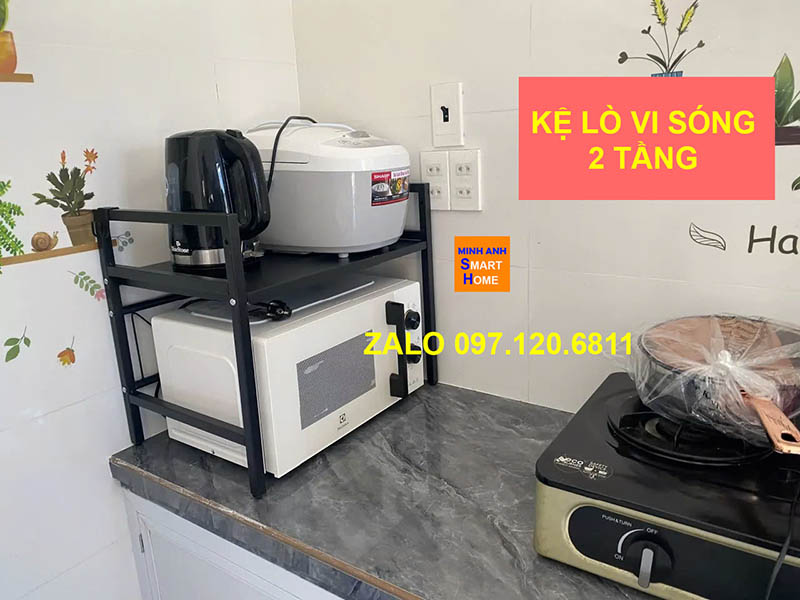 Kể để lò vi sóng 2 tầng co giãn chiều ngang, điều chỉnh chiều cao