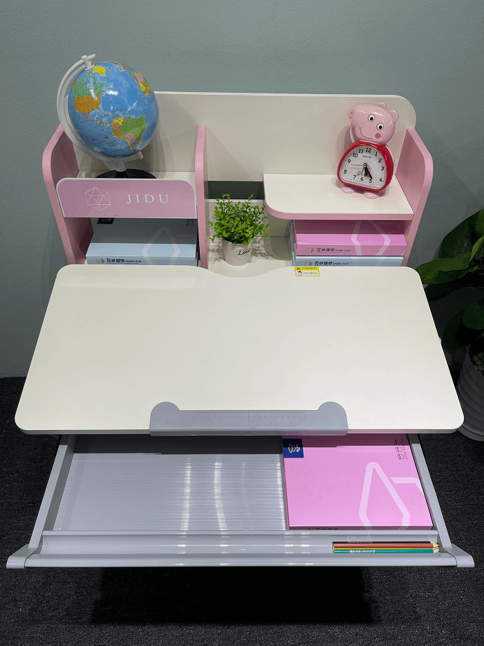 Ngăn kéo bàn, giá để sách vở, dụng cụ học tập rộng của mẫu bàn học thông minh M-1080