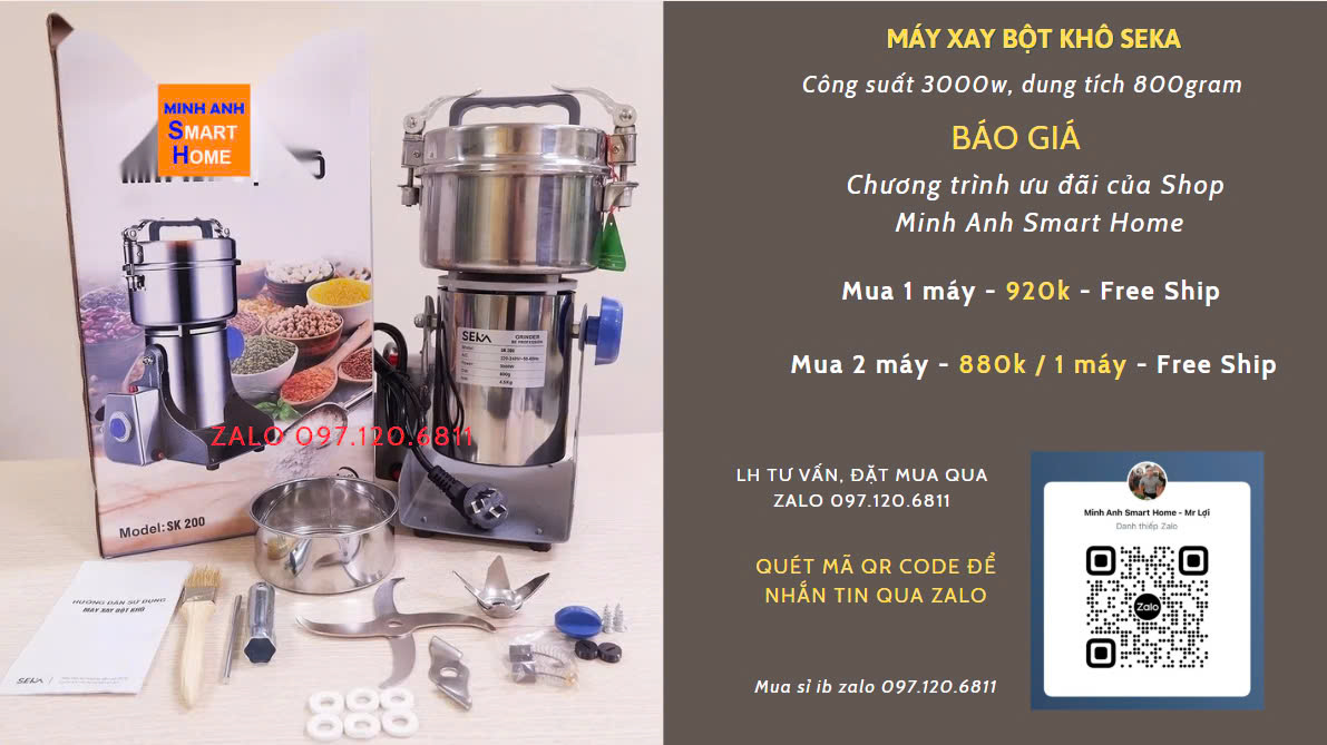 Máy xay bột khô Seka dung tích 800gram công suất 3000w
