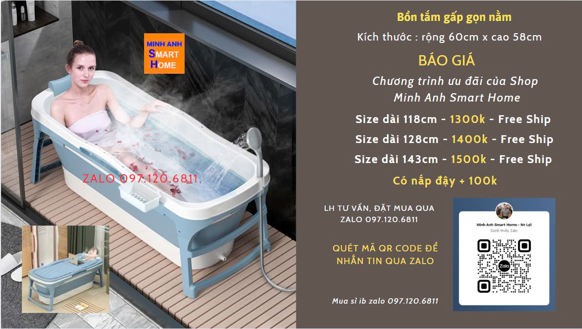 Bồn Tắm Gấp Gọn Cho Người Lớn Được Ưa Chuộng Dài 118cm - 128cm - 143cm