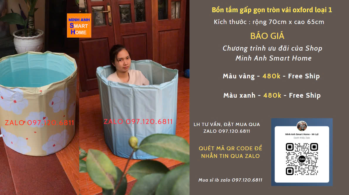 Bồn Tắm Gấp Gọn Tròn Bằng Vải Oxford Loại 1