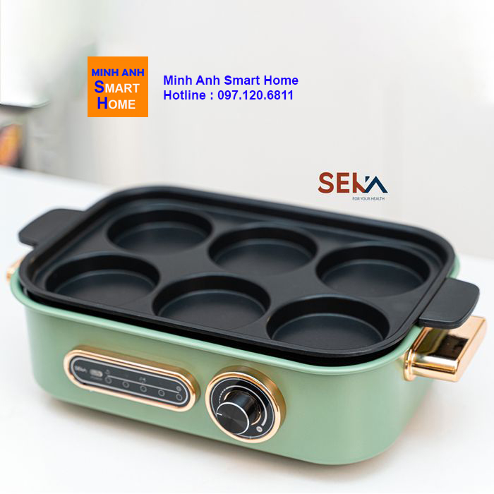 nồi lẩu nướng đa năng có tay cầm cách nhiệt được thiết kế hai bên rìa, an toàn không lo nóng, bỏng