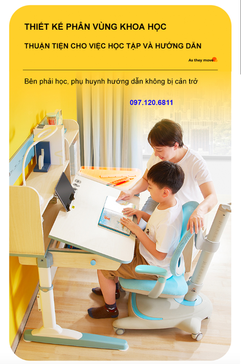 Bàn Học Chống Gù Chống Cận Vân Gỗ DKZ - 120