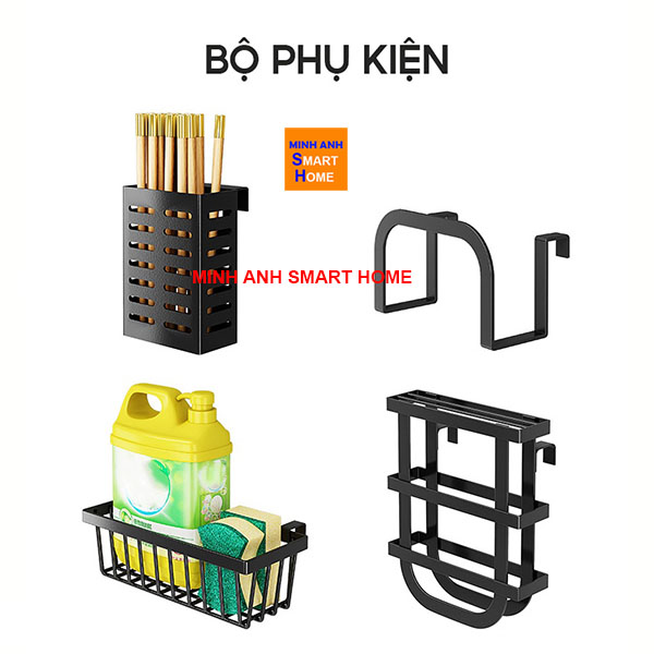 Bộ phụ kiện đi kèm kệ trên bồn rửa có nắp đậy