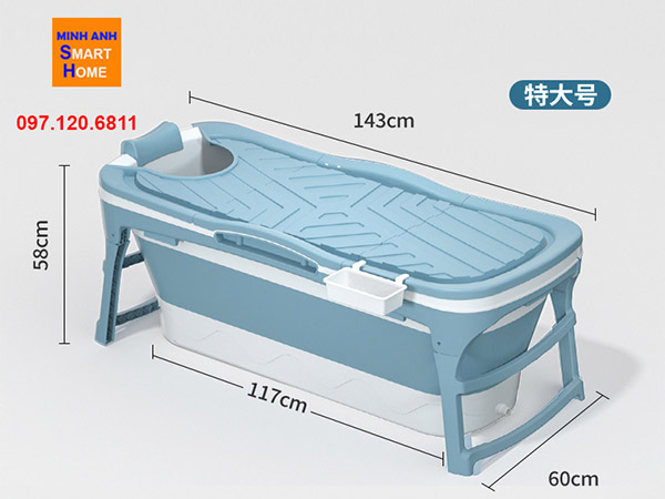 Bồn tắm gấp gọn thông minh kích thước dài 143cm
