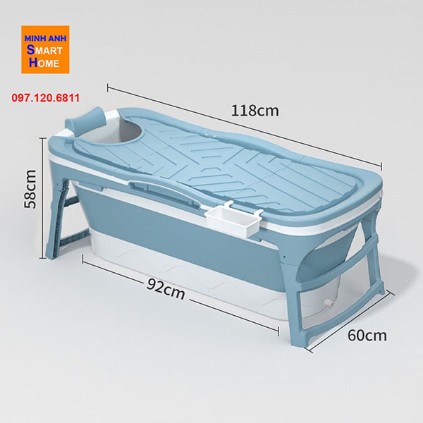Bồn tắm gấp gọn thông minh kích thước dài 118cm
