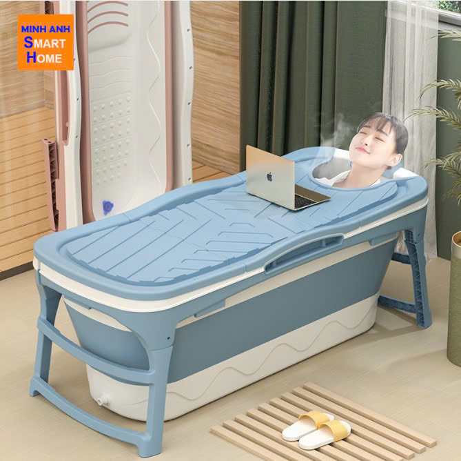 Bồn tắm gấp gọn cho người lớn loại dài có nắp đậy