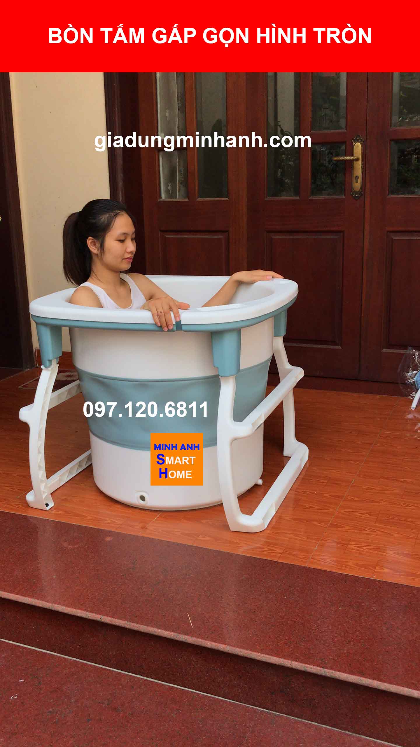 Bồn tắm gấp gọn hình tròn - bồn tắm đứng