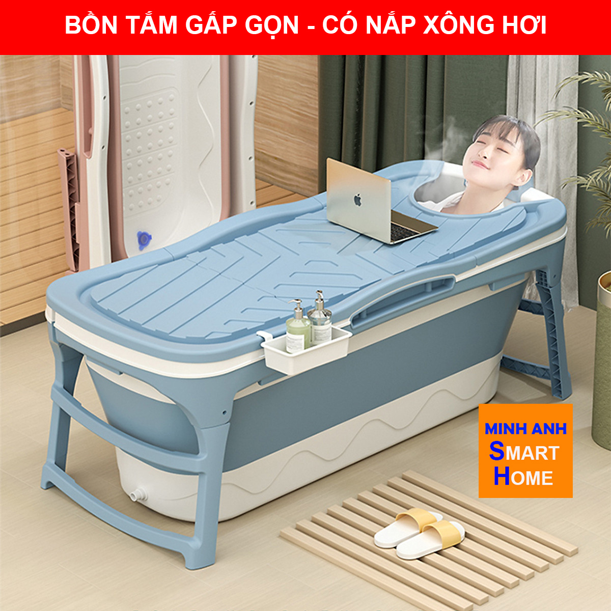 Bồn tắm gấp gọn có nắp đậy
