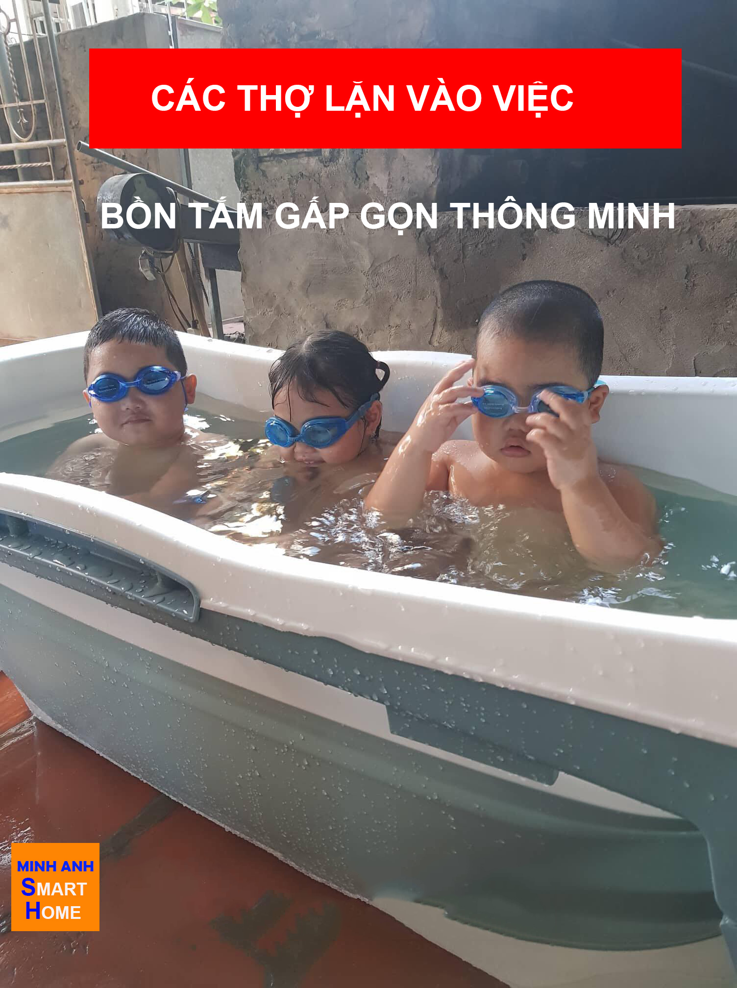 Bồn tắm nhựa thông minh gấp gọn có sức chứa 3-4 trẻ em hoặc 2 người lớn