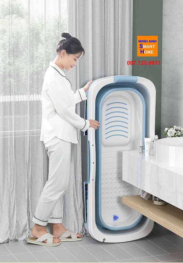 bồn tắm gấp gọn lại khi sử dụng xong