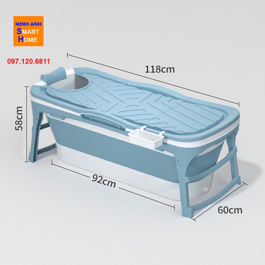Bồn tắm nhựa gấp gọn kích thước dài 118cm rộng 60cm
