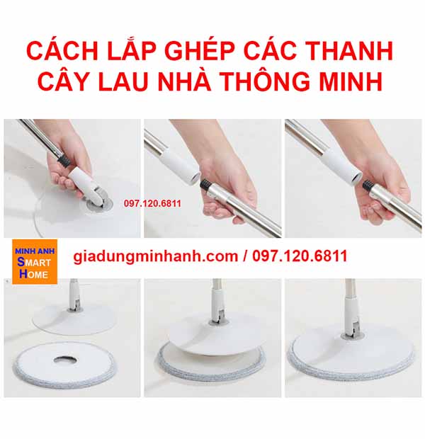 cách lắp ghép các thanh cây lau nhà thông minh