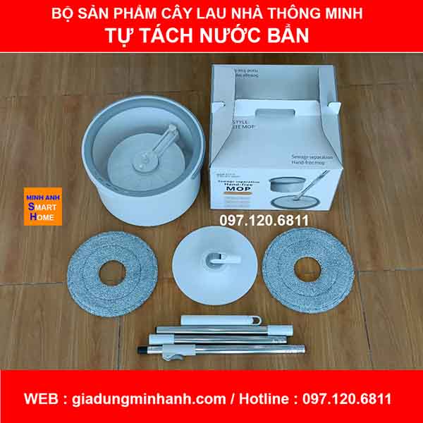 Hình ảnh thực tế khi nhận hàng bộ sản phẩm cây lau nhà thông minh