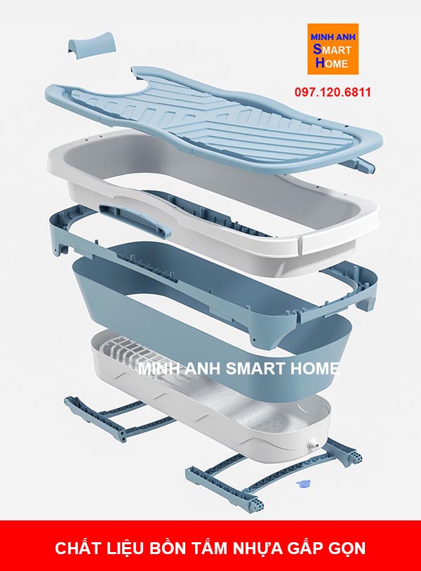 Chất liệu bồn tắm nhựa gấp gọn thông minh