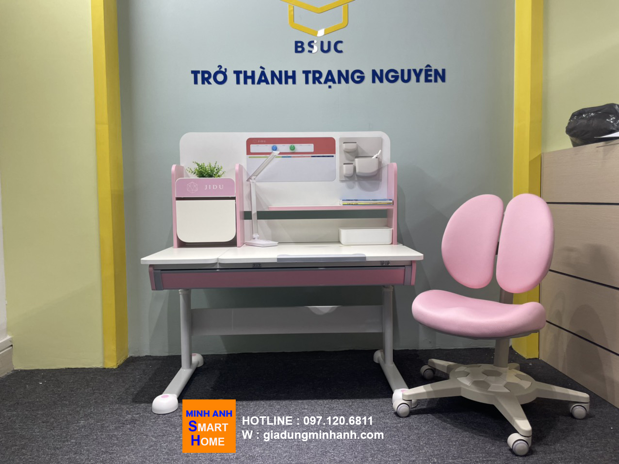 Ghế nâng hạ chiều cao chống gù cao cấp cho học sinh màu hồng