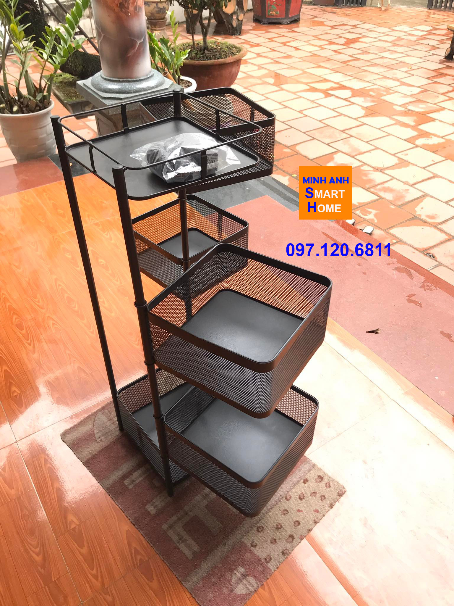 Hình ảnh thực tế kệ xoay đa năng vuông do shop tự chụp 08( chưa lắp bánh )