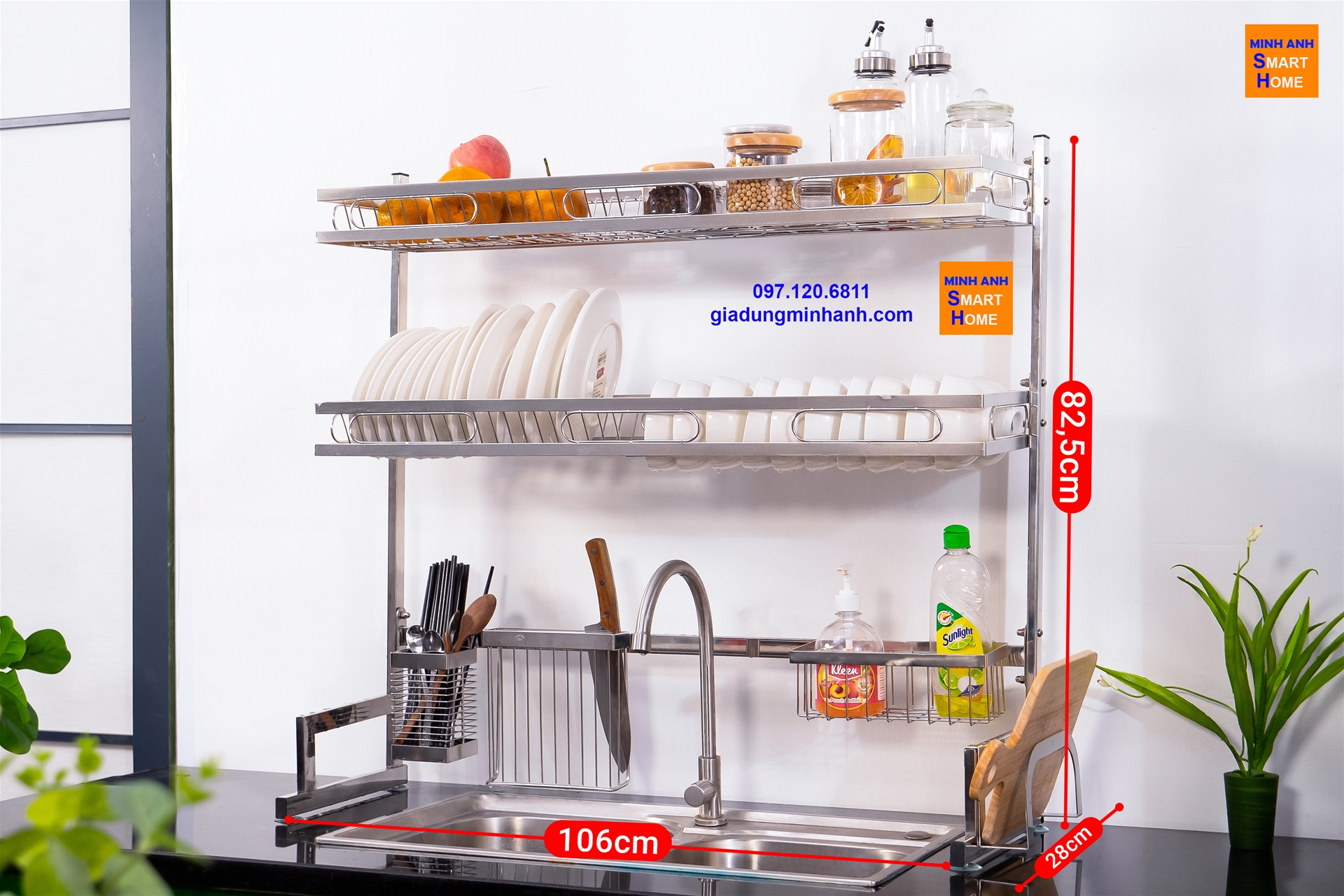 Mẫu (giá) kệ đựng bát đĩa đa năng trên bồn rửa inox