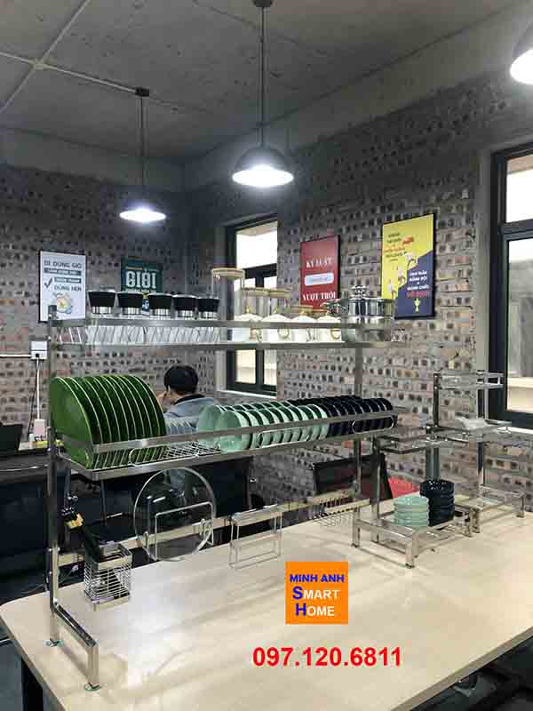 Hình ảnh thực tế kệ bát đa năng 106cm 2 tầng