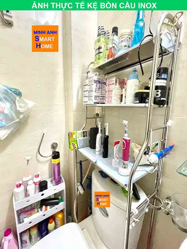 Kệ bồn cầu inox 3 tầng