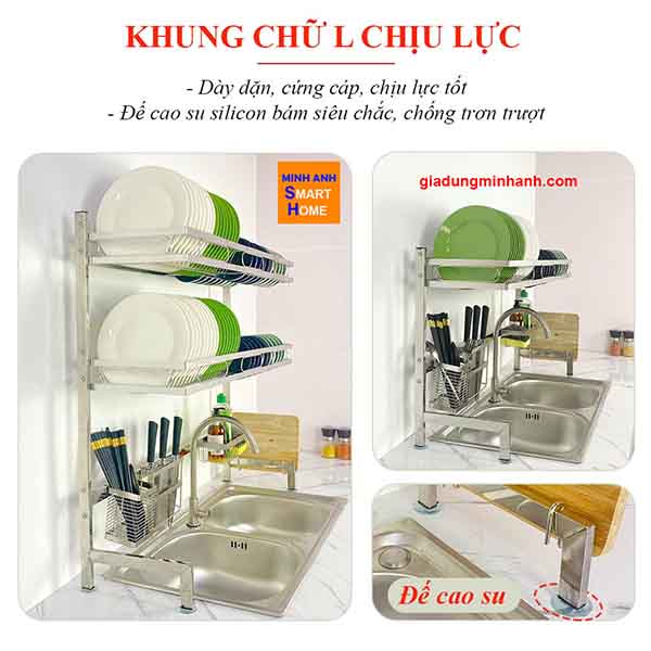 Kệ úp chén trên bồn rửa chất liệu inox