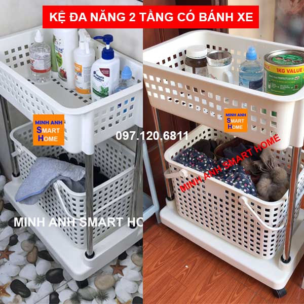 KỆ ĐA NĂNG 2 TẦNG CÓ BÁNH XE