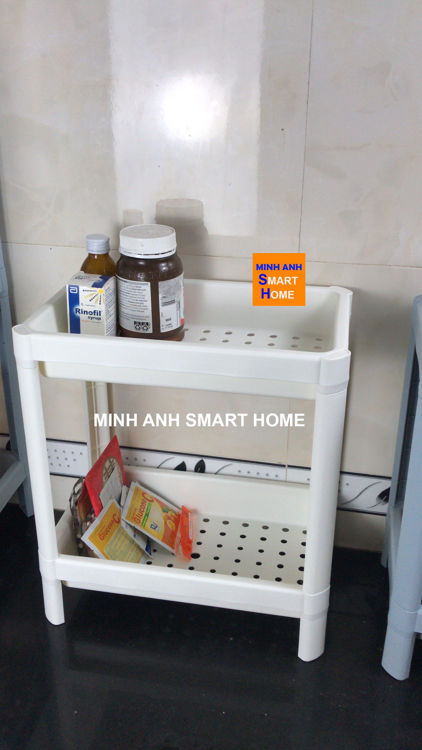 Kệ để gia vị 2 tầng màu trắng