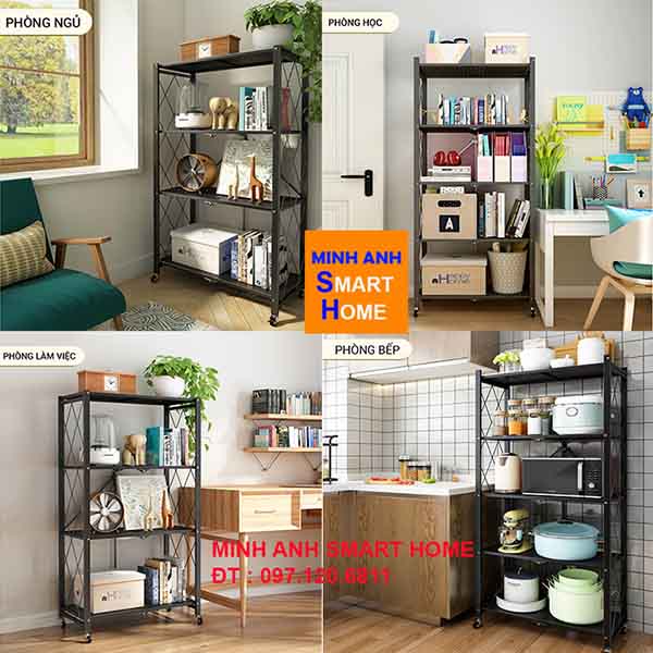 kệ gấp gọn đa năng phòng bếp phòng khách phòng ngủ phòng làm việc