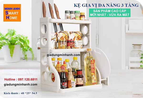 Kệ gia vị đa năng 3 tầng nhựa