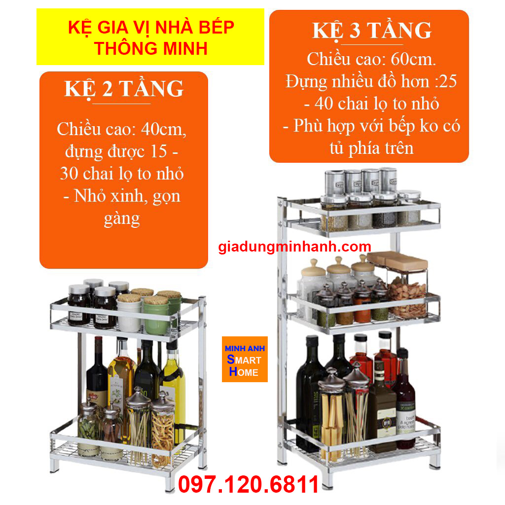 Vì sao nên mua kệ đựng gia vị inox 2 tầng 3 tầng