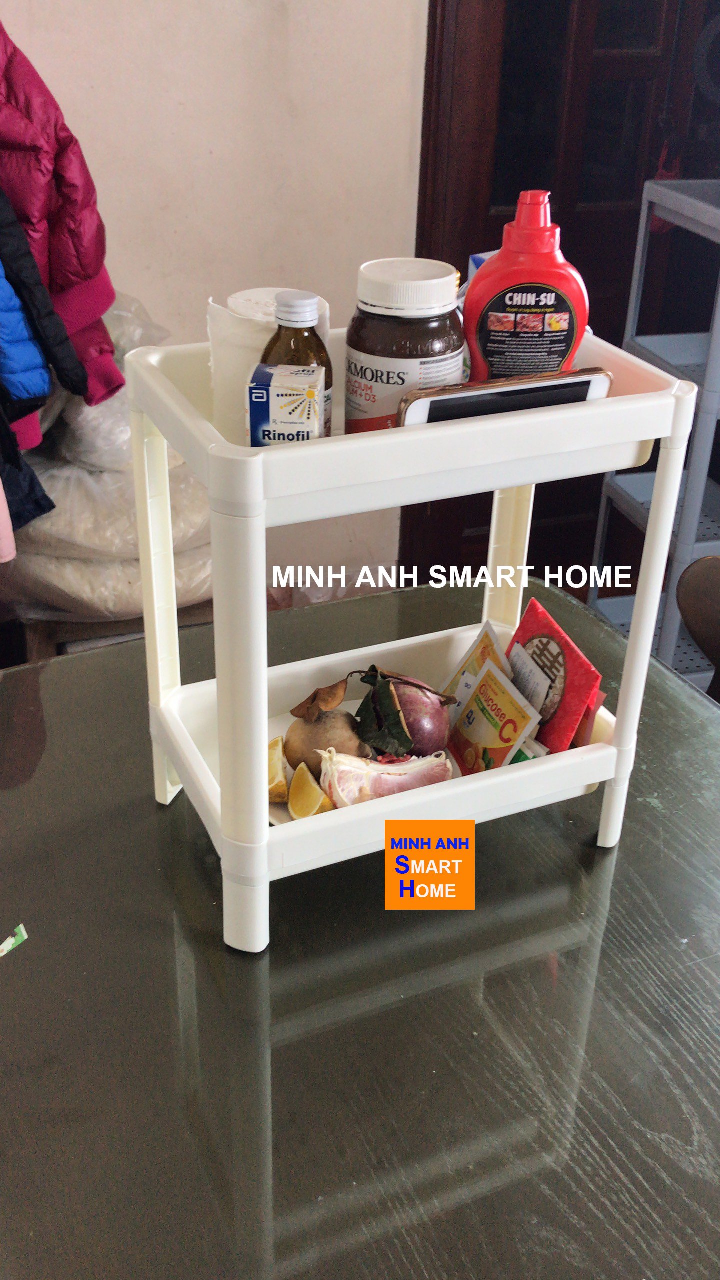 Kệ để đồ 2 tầng trên mặt bàn ăn