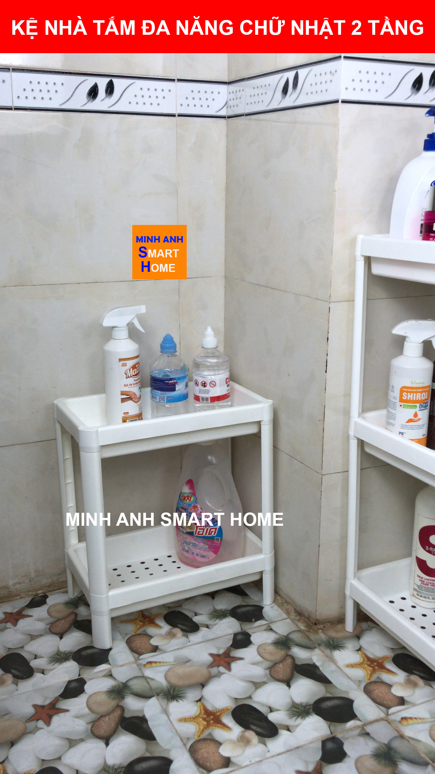Kệ nhà tắm đa năng chữ nhật 2 tầng
