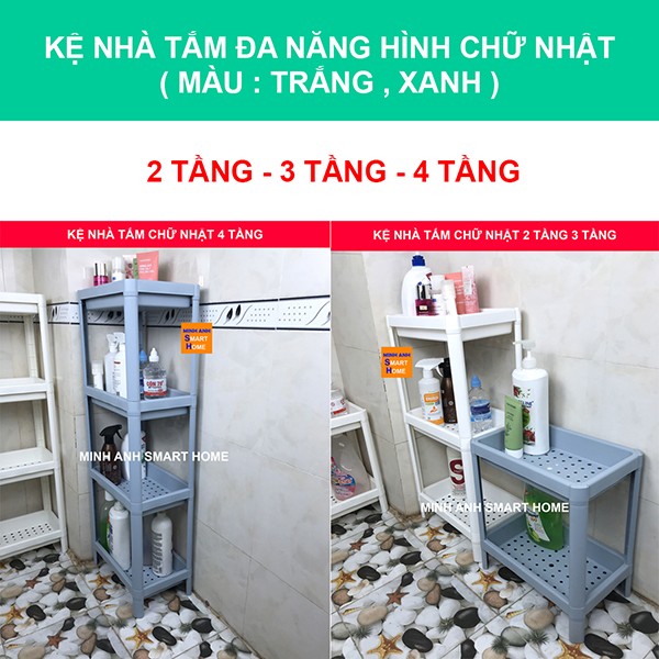 Kệ đa năng nhà tắm hình chữ nhật 2 tầng 3 tầng 4 tầng