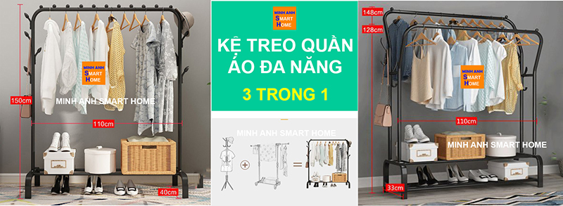 Kệ treo quần áo đa năng 3 trong 1 kiểu mới nhất