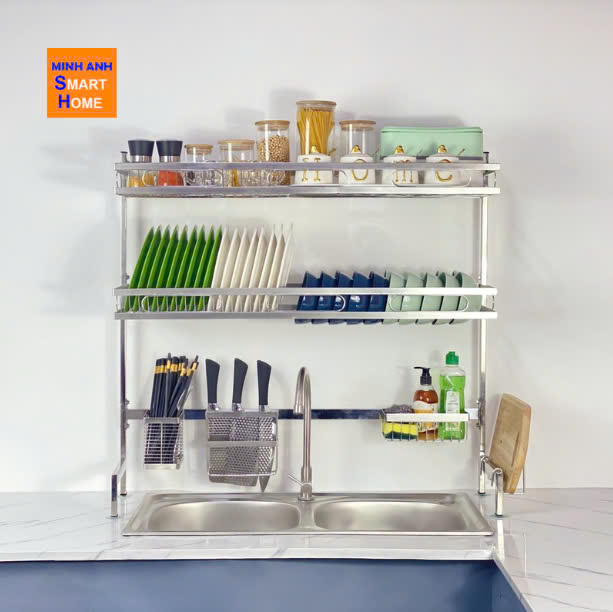 Kệ úp chén inox trên bồn rửa