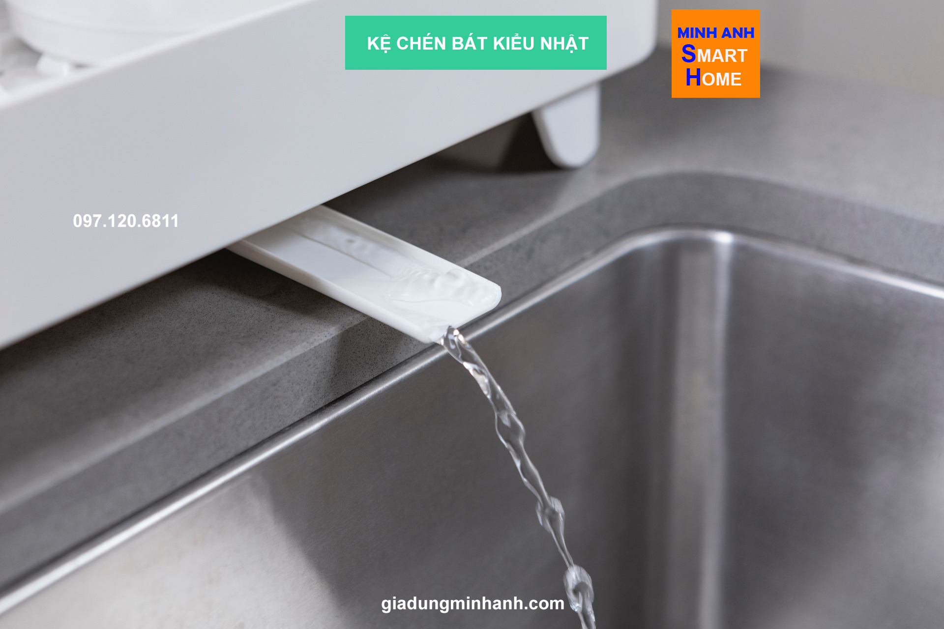 Kệ để chén bát trên bồn rửa - nước chảy trực tiếp xuống bồn rửa