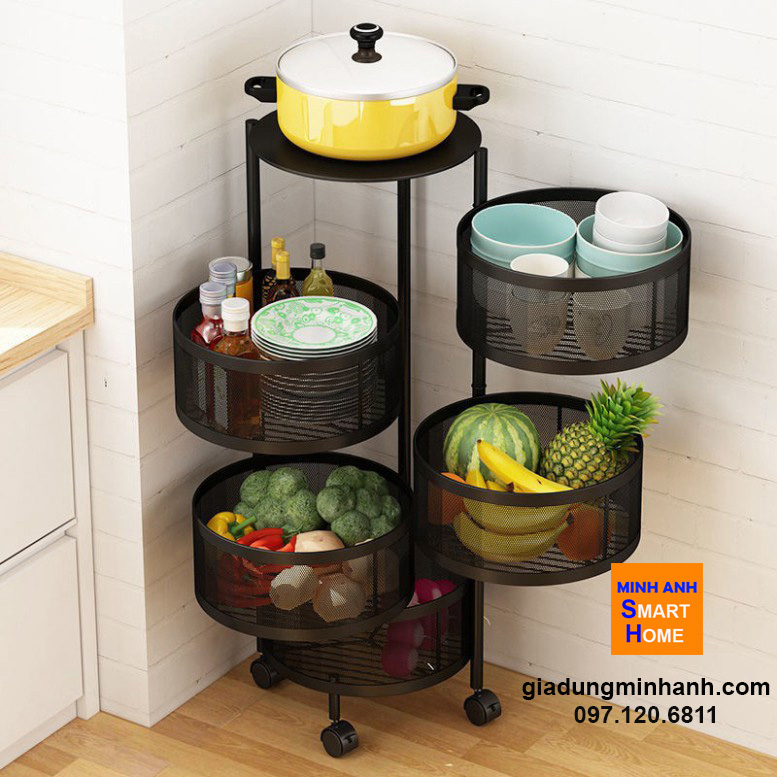 kệ xoay đa năng tròn đựng rau củ quả