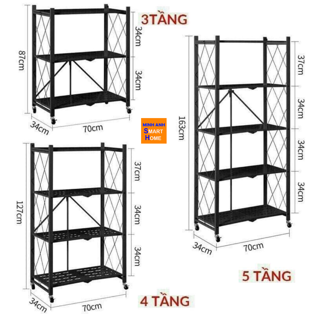 Kích thước kệ để lò vi sóng đa năng có bánh xe