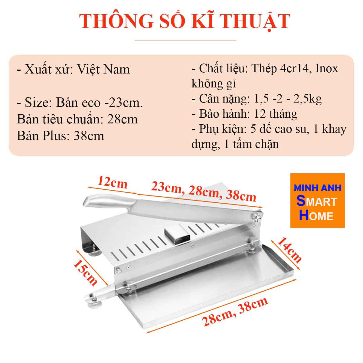Kích thước máy chặt gà đa năng