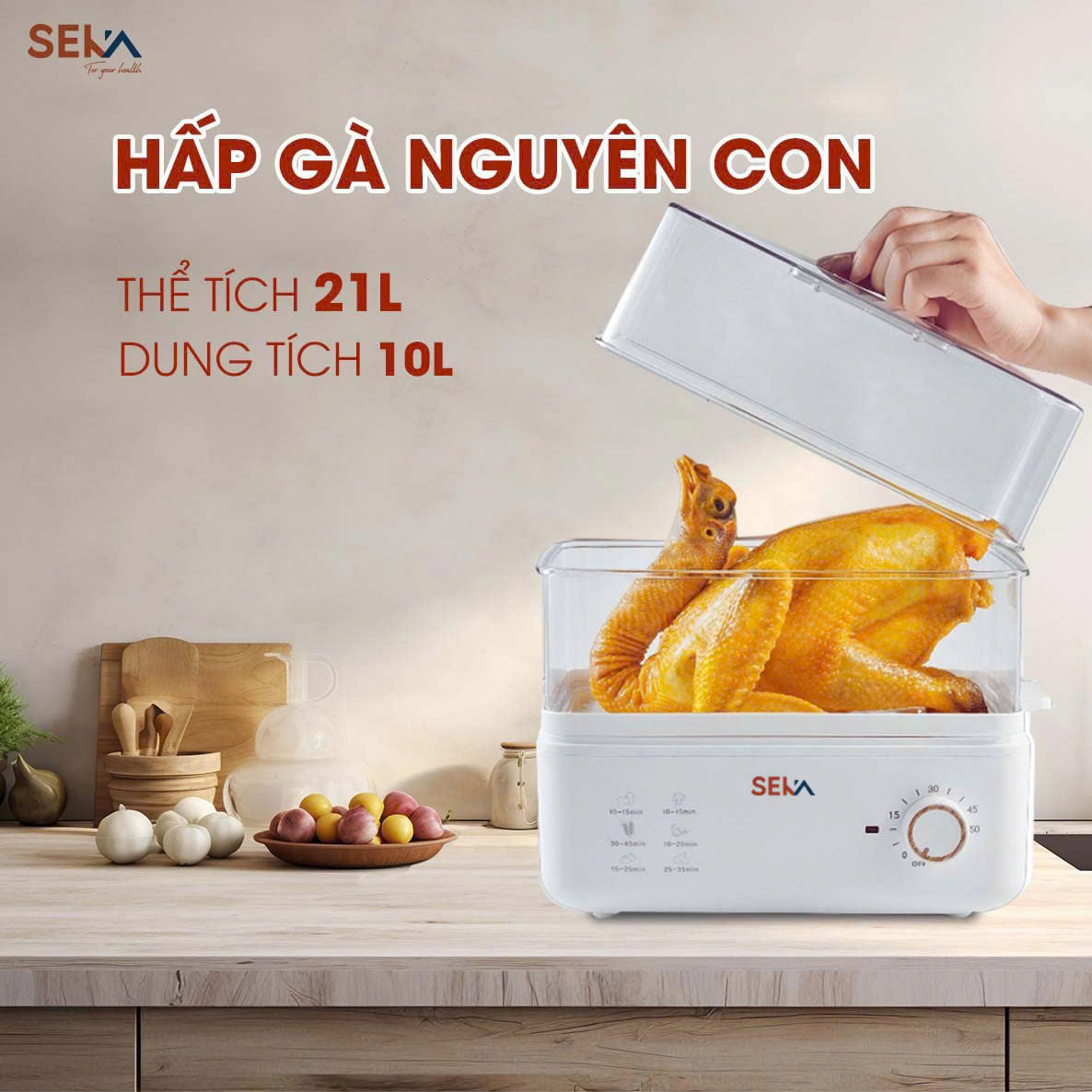 Nồi hấp điện - hấp gà nguyên con