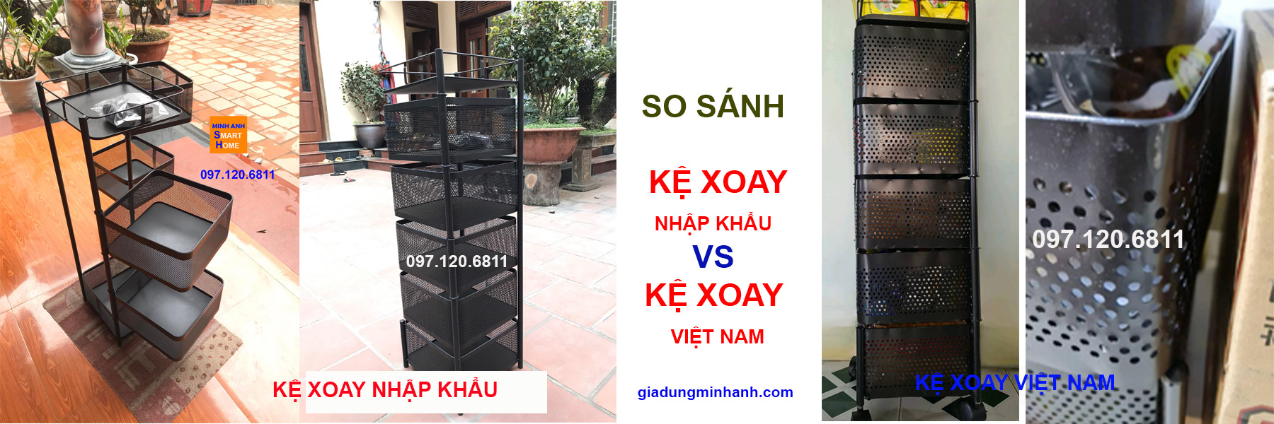 so sánh kệ xoay đa năng nhập khẩu và kệ xoay đa năng việt nam