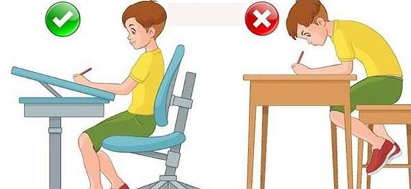 tư thế ngồi học của trẻ, tư thế ngồi đúng, tư thế ngồi sai